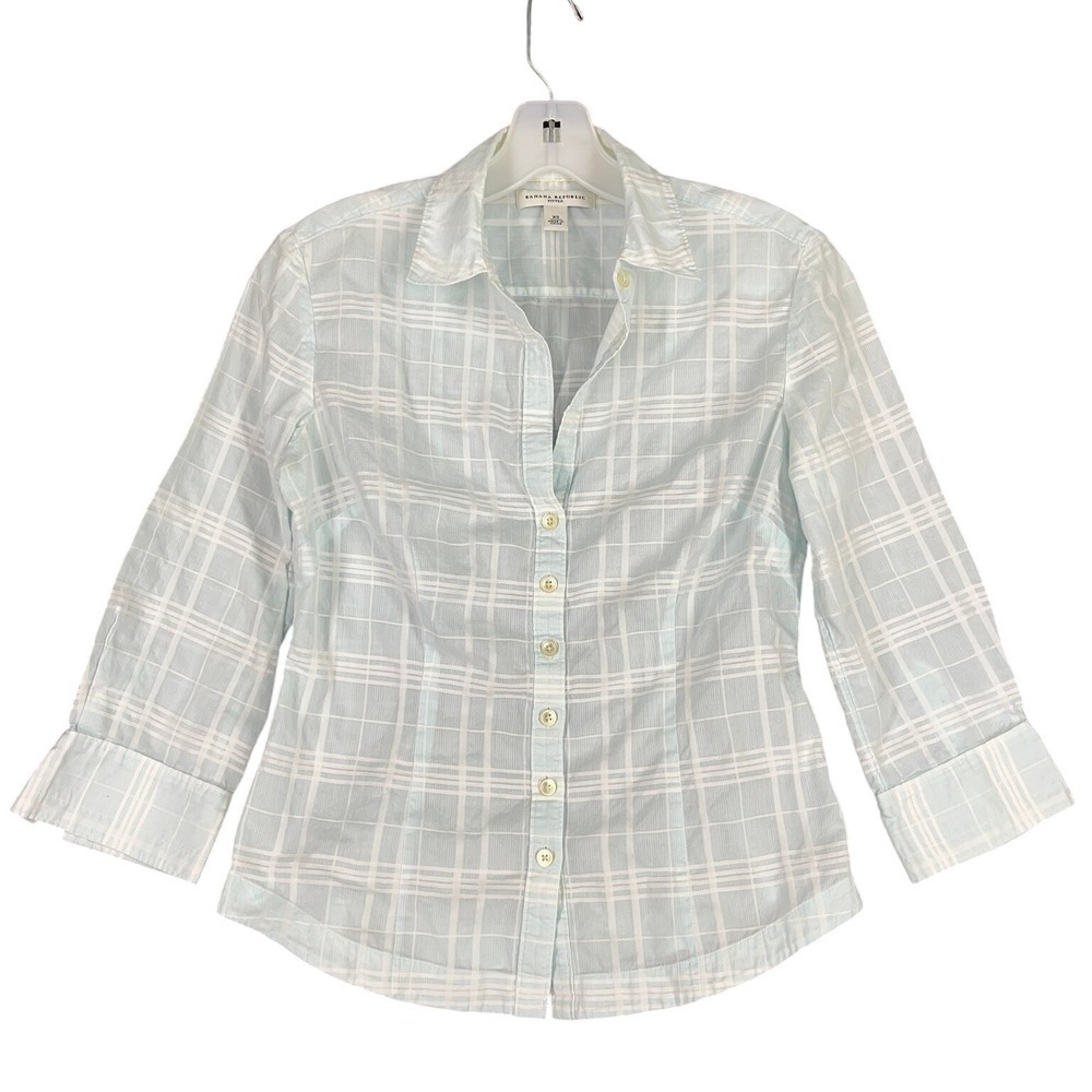 Banana Republic Shirt Womens XS Fitted Button Front Workwear Classic Preppy‎